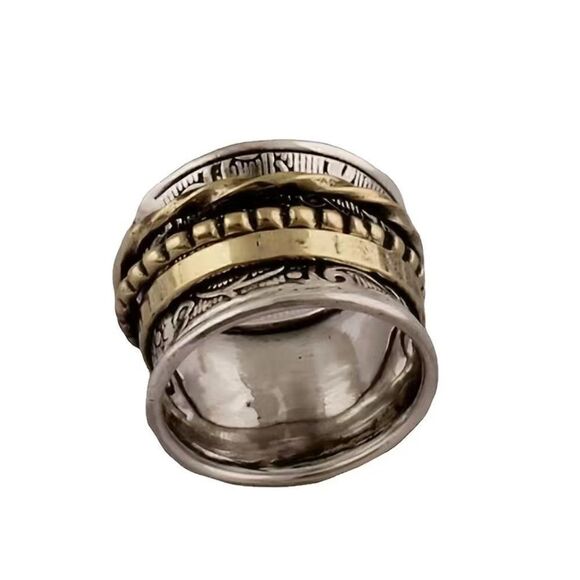 Boho Spinner Ring Two Tone Funky and Chunky #647 - Picture 10 of 11